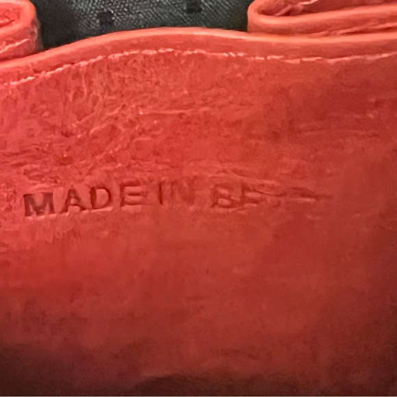 Vintage Footed Red Leather Woven Bag w/Leather Rope Cord Detail Made in Brazil - Picture 9 of 14